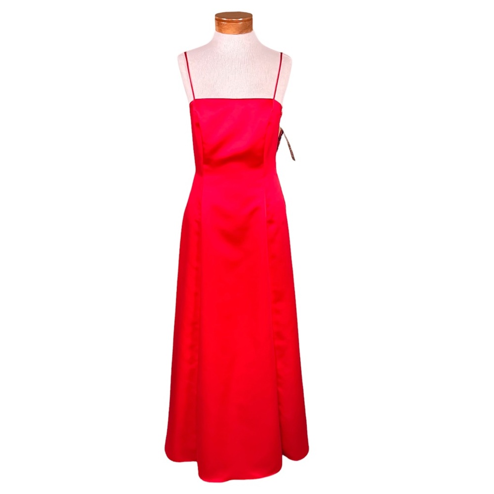 Nightway Maxi Low Back Spaghetti Strap Satin Prom Special Occasion Dress…